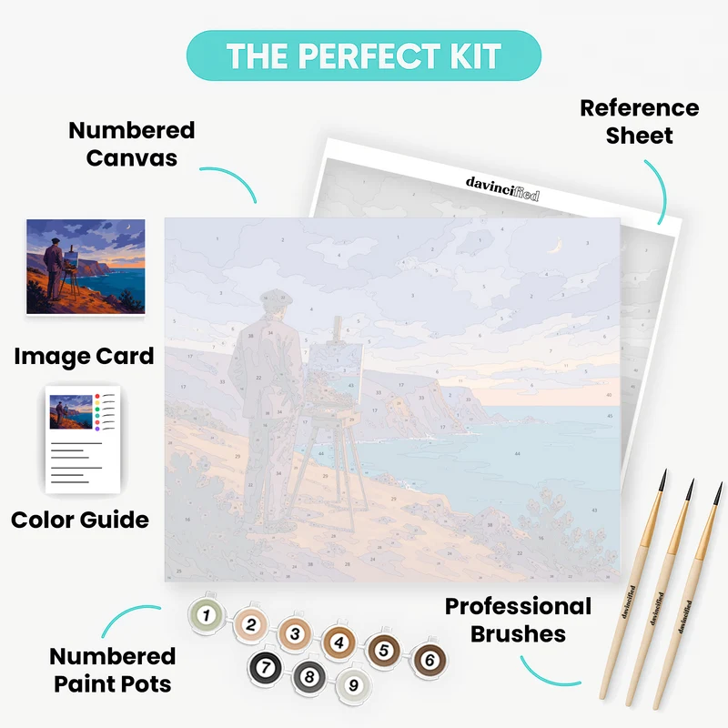 Cliffside Painter at Dusk - Paint by Numbers Kit