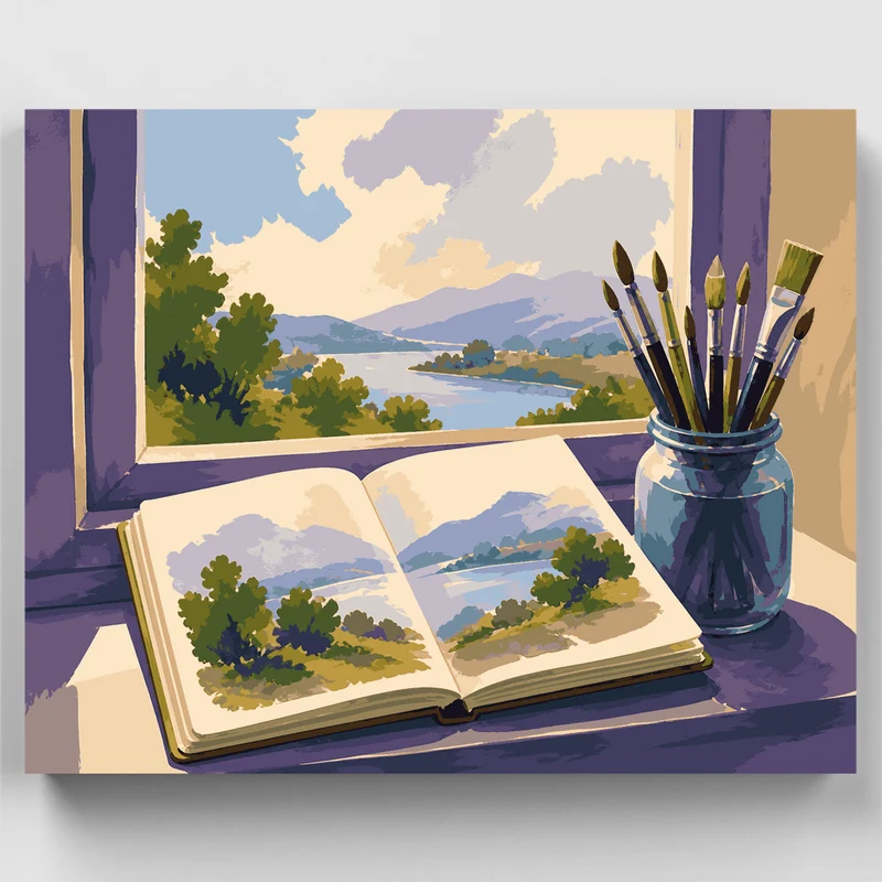 Windowsill Sketchbook Study - Paint by Numbers Kit