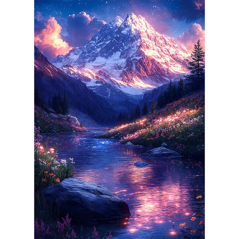 5D Diamond Painting – Mystische Berglandschaft