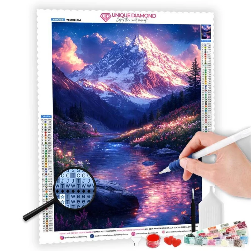 5D Diamond Painting – Mystische Berglandschaft