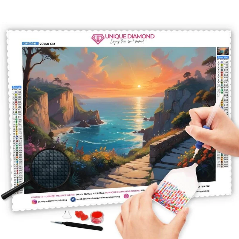 5D Diamond Painting – Küstenlandschaft bei Sonnenuntergang