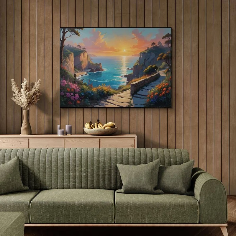 5D Diamond Painting – Küstenlandschaft bei Sonnenuntergang