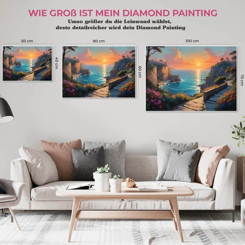5D Diamond Painting – Küstenlandschaft bei Sonnenuntergang