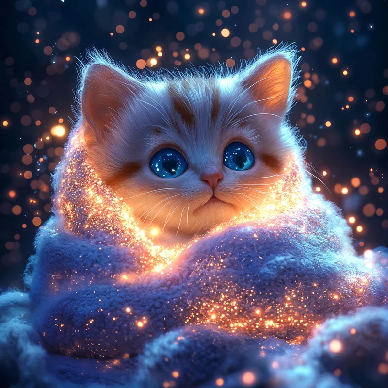 5D Diamond Painting – Funkelnde Kuschelkatze