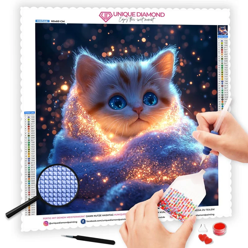5D Diamond Painting – Funkelnde Kuschelkatze