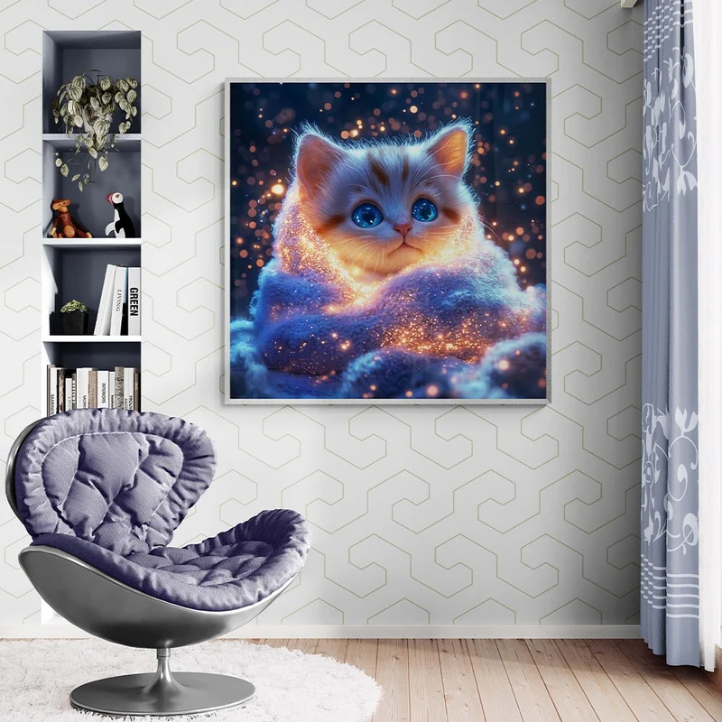 5D Diamond Painting – Funkelnde Kuschelkatze