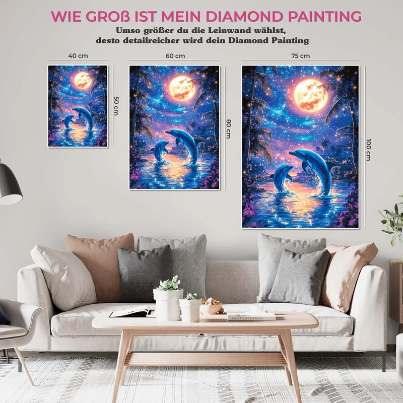 5D Diamond Painting – Delfinträume im Mondschein