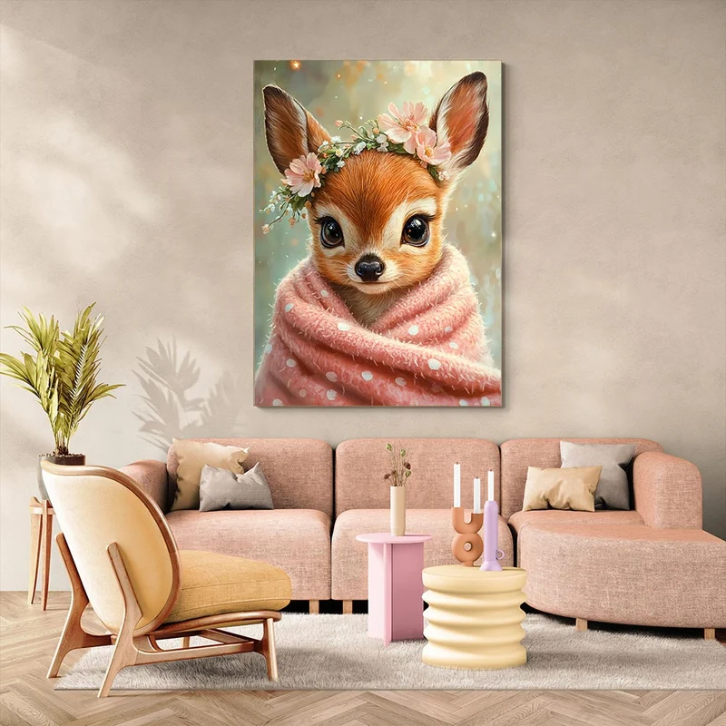 5D Diamond Painting – Blütenzartes Rehkitz