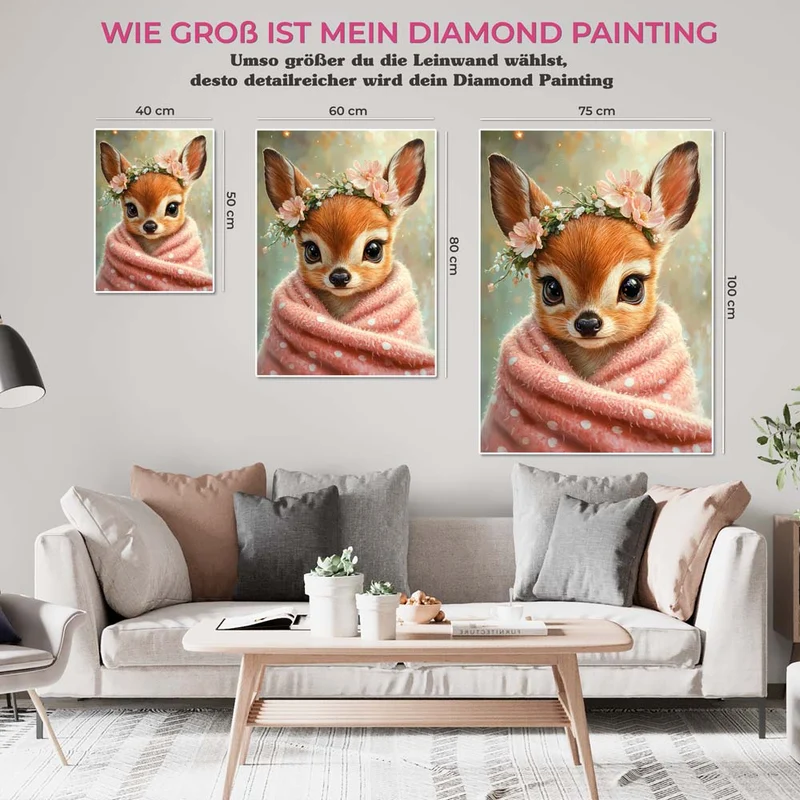 5D Diamond Painting – Blütenzartes Rehkitz