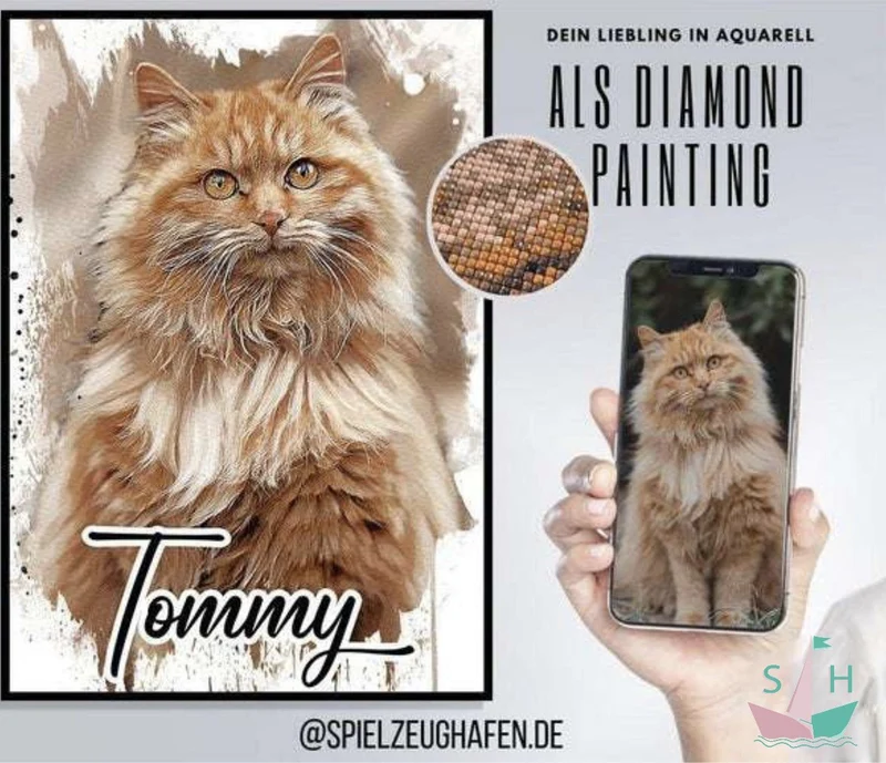 Dein Liebling - als Aquarell Diamond Painting (eckige Steine)