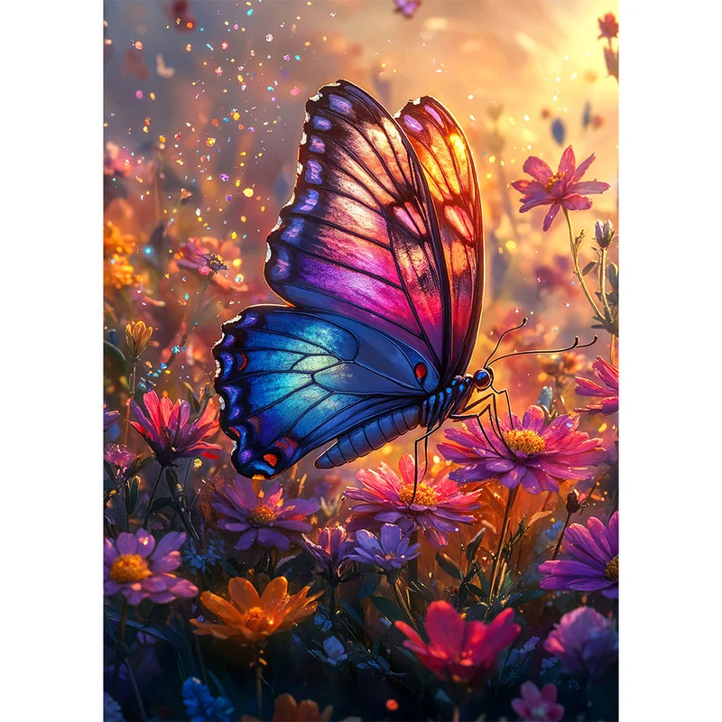 5D Diamond Painting – Schmetterling im Blumenmeer