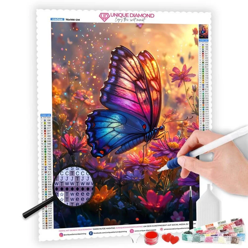 5D Diamond Painting – Schmetterling im Blumenmeer