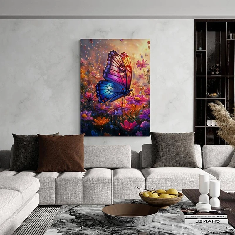 5D Diamond Painting – Schmetterling im Blumenmeer