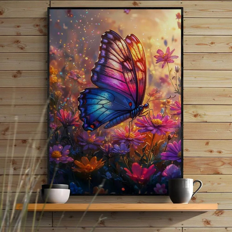 5D Diamond Painting – Schmetterling im Blumenmeer