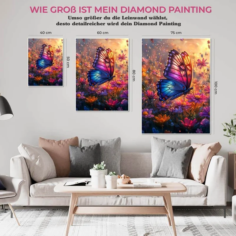 5D Diamond Painting – Schmetterling im Blumenmeer