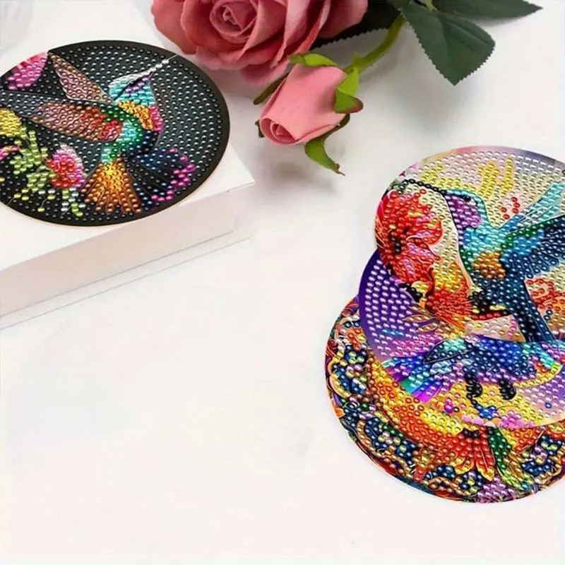 5D Diamond Painting Untersetzer Farbige Kolibri