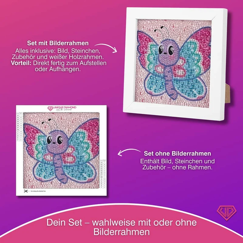 5D Diamond Painting Schmetterling Lumi mit Strasssteinchen
