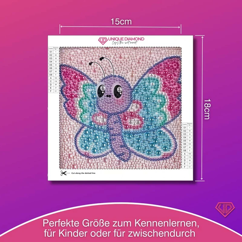 5D Diamond Painting Schmetterling Lumi mit Strasssteinchen