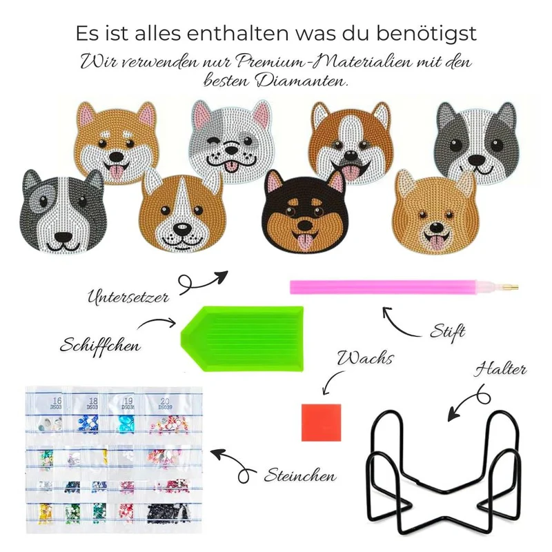 5D Diamond Painting Untersetzer Hunde