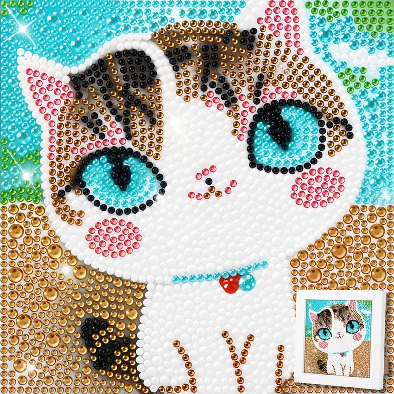 5D Diamond Painting Cat With Blue Eyes mit Strasssteinchen