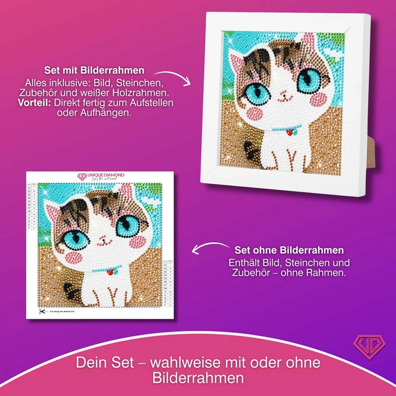 5D Diamond Painting Cat With Blue Eyes mit Strasssteinchen