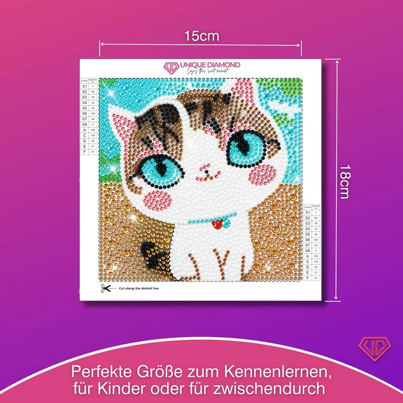 5D Diamond Painting Cat With Blue Eyes mit Strasssteinchen