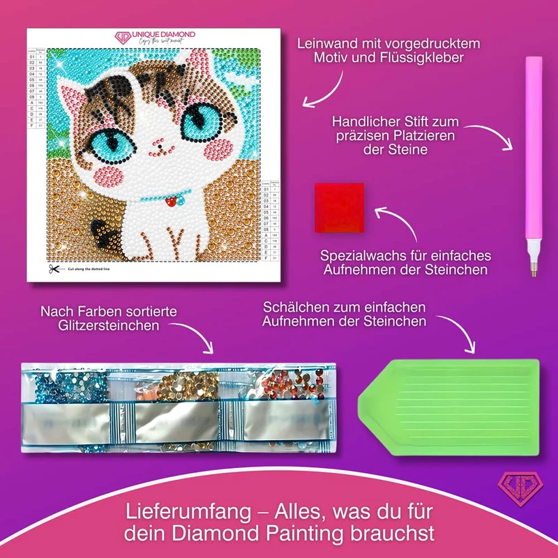 5D Diamond Painting Cat With Blue Eyes mit Strasssteinchen