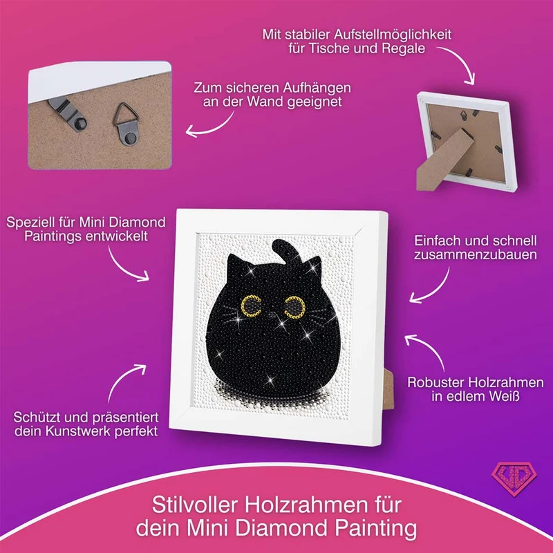 5D Diamond Painting Schwarze Katze mit Strasssteinchen
