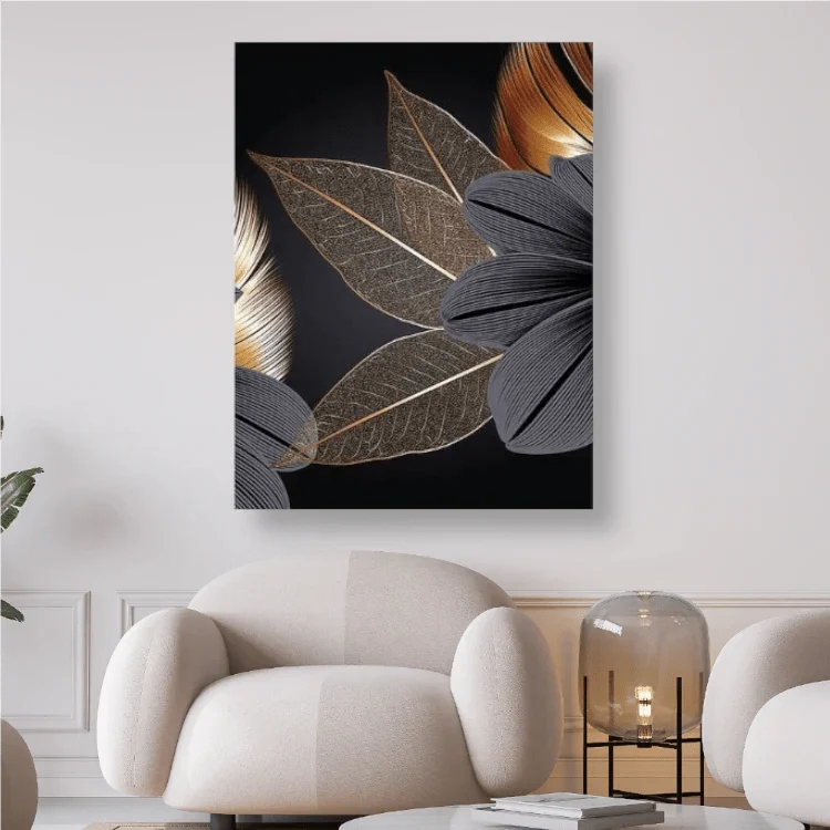Schwarz und Gold Blätter - 5D DIY Diamond Painting