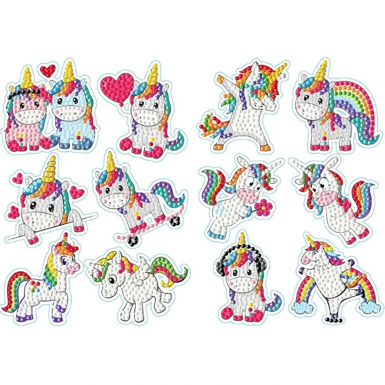 12 x Sticker Einhorn - Diamond Painting