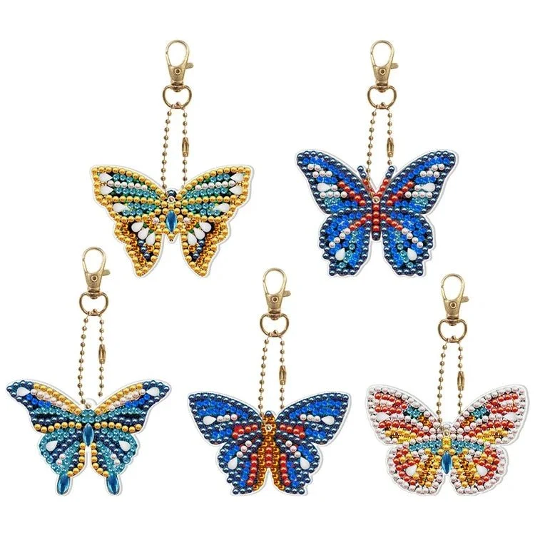 Diamond Painting Schlüsselanhänger Schmetterling 5er Set DIY Bastelset