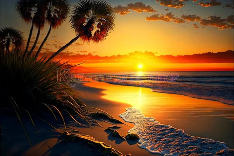 Sonnenuntergang am Meer - Malen nach Zahlen
