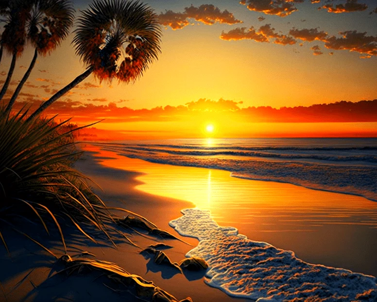 Sonnenuntergang am Meer - Malen nach Zahlen