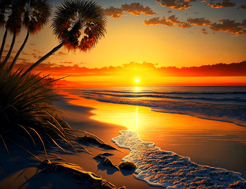 Sonnenuntergang am Meer - Malen nach Zahlen
