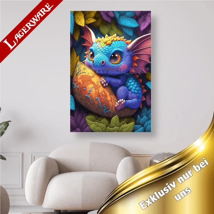 Kleines blaues Drachenbaby LA - 5D DIY Diamond Painting