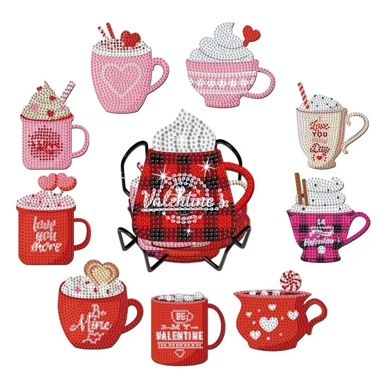 Diamond Painting Untersetzer Valentinstag 10er Set DIY Bastelset
