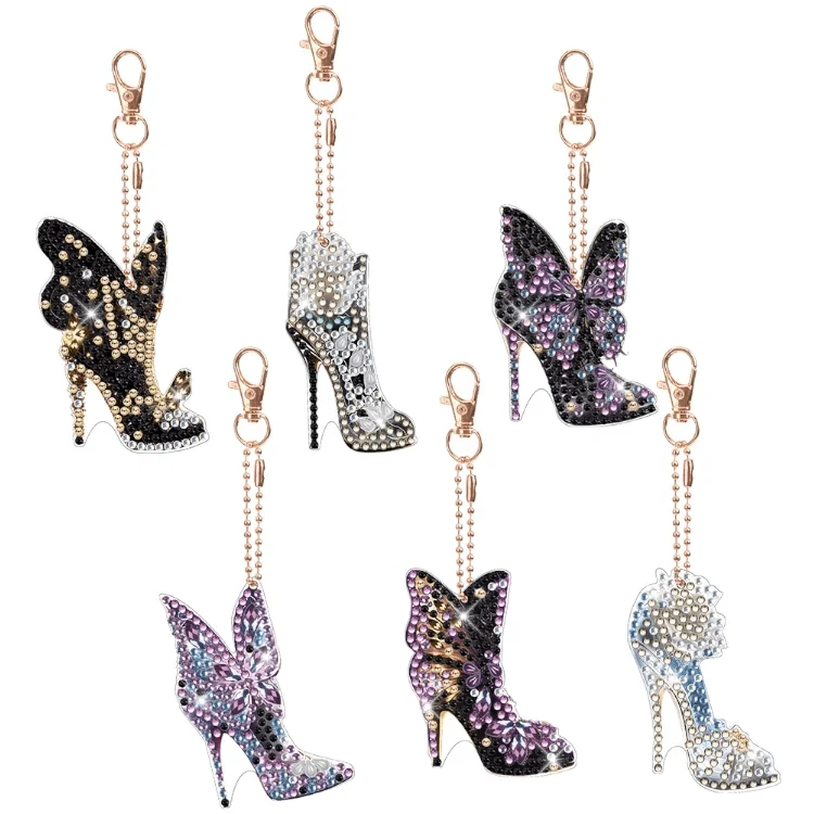 Diamond Painting Schlüsselanhänger High Heels 6er Set DIY Bastelset