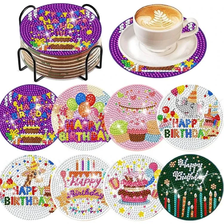 Diamond Painting Untersetzer Happy Birthday 8er Set DIY Bastelset