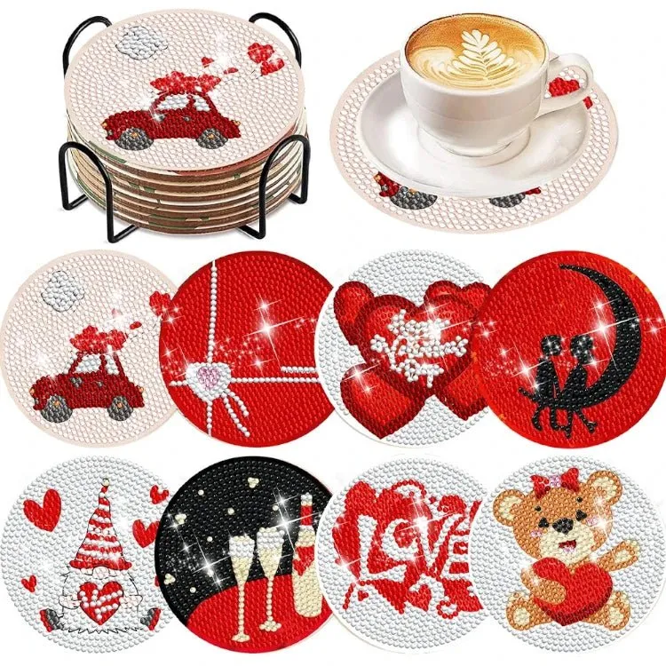 Diamond Painting Untersetzer I Love You 8er Set DIY Bastelset