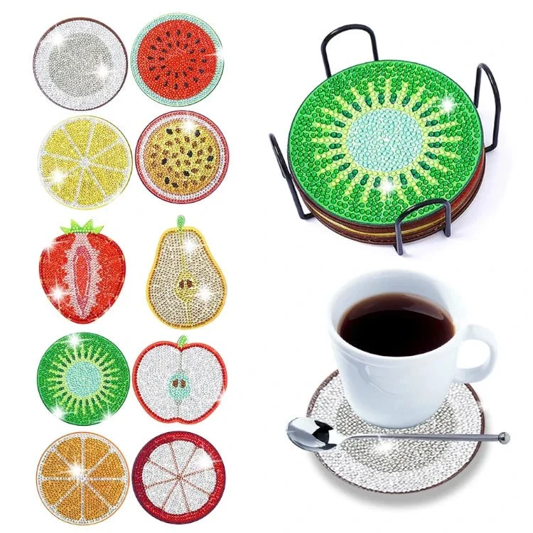 Diamond Painting Untersetzer Obst 10er Set DIY Bastelset