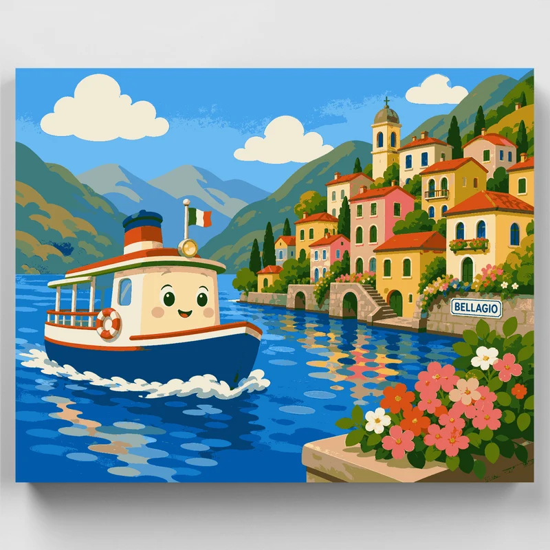 Smiling Ferry Bellagio - Paint by Numbers Kit