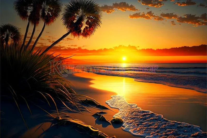 Sonnenuntergang am Meer LA - 5D DIY Diamond Painting
