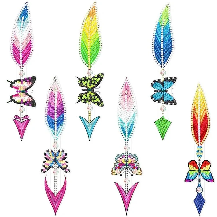 Lesezeichen 6Stk. Schmetterling und Feder - Diamond Painting