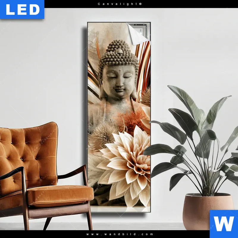 Canvalight® Leuchtbild | Buddha – Harmonie der Natur | Schmal