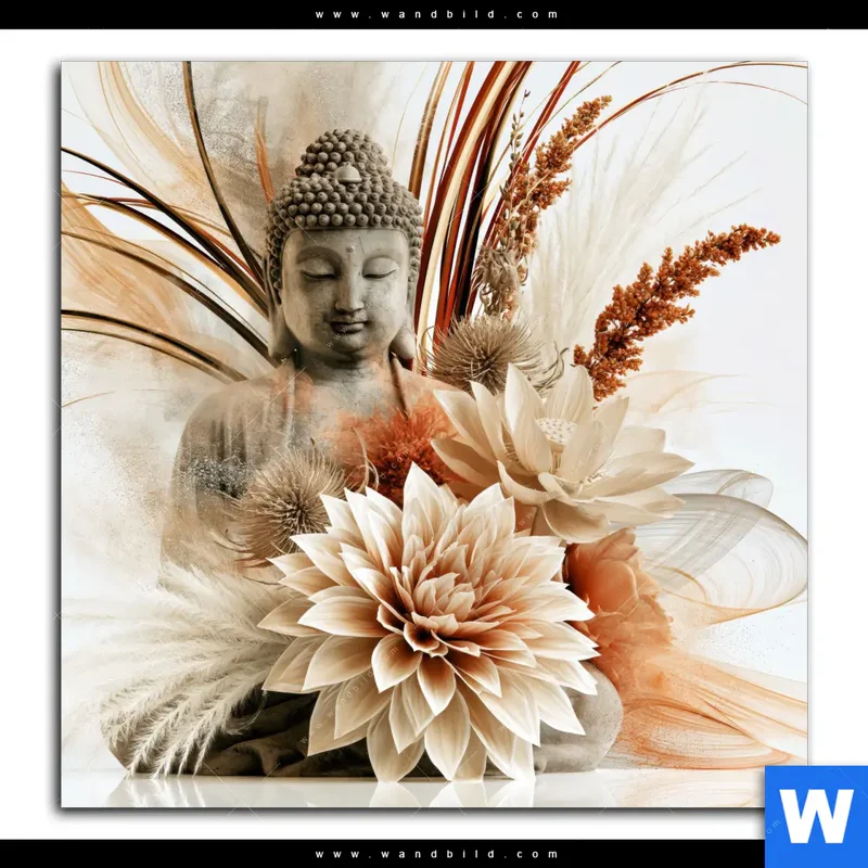 Aluminiumbild gebürstet | Buddha – Harmonie der Natur | Quadrat