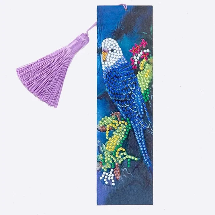 Lesezeichen Blauer Wellensittich - Diamond Painting