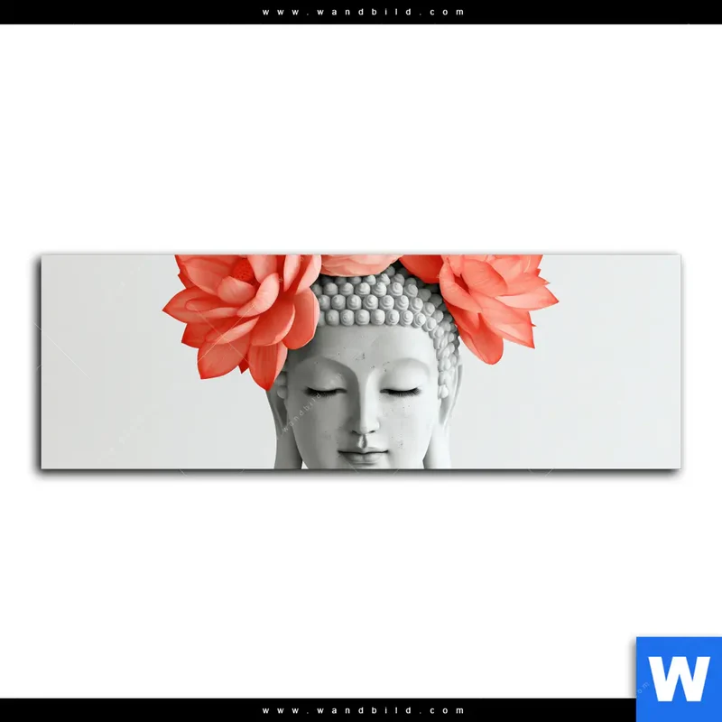 Leinwandbild | Buddha mit Blütenkrone | Panorama