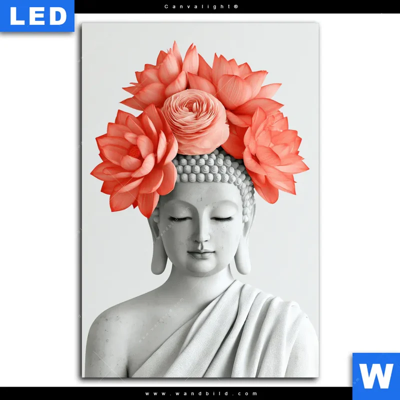 Canvalight® Leuchtbild | Buddha mit Blütenkrone | Hochformat