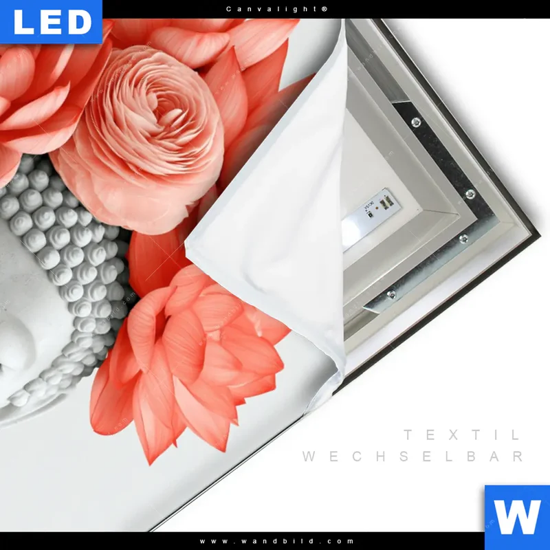Canvalight® Leuchtbild | Buddha mit Blütenkrone | Hochformat