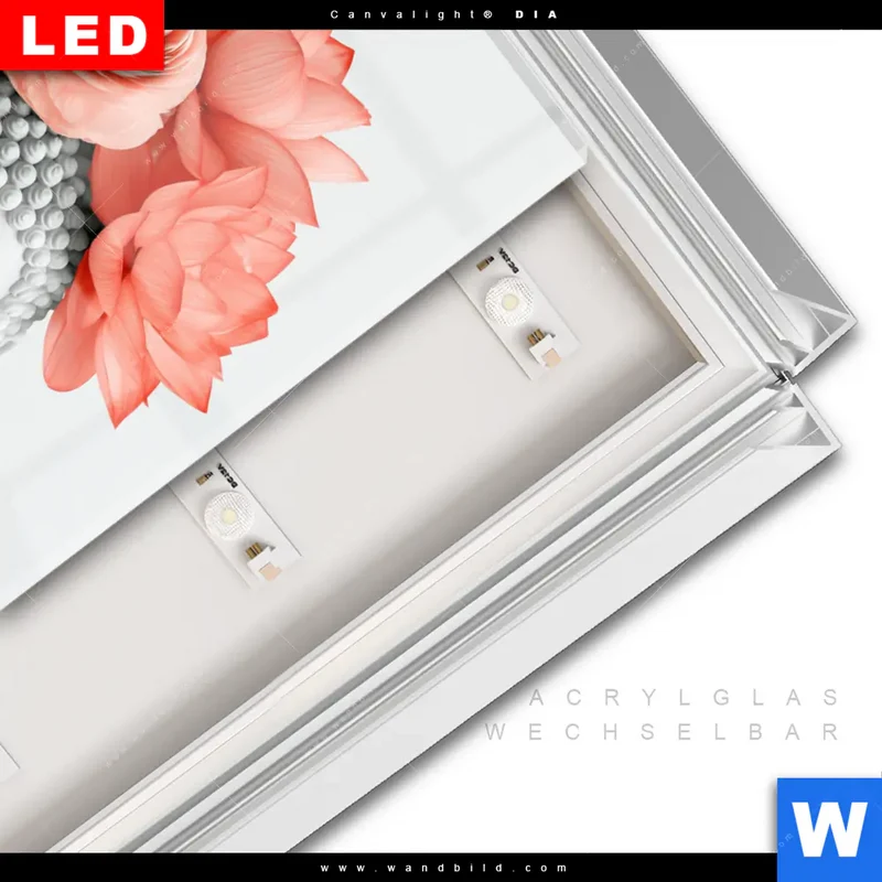 Leuchtbild Acrylglas Canvalight® DIA | Buddha mit Blütenkrone | Hochformat